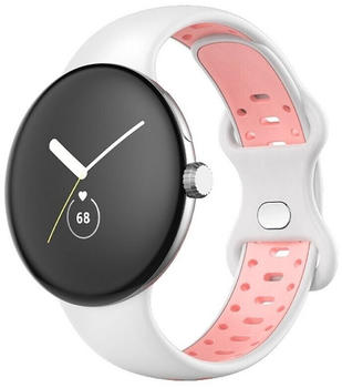 Wigento Google Pixel Watch Uhr Kunststoff / Silikon Armband Größe L Männer Ersatz Arm Band Dunkel Weiß / Pink