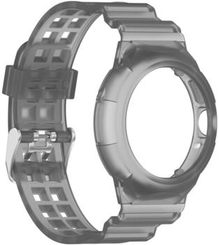 Wigento Google Pixel Watch Silikonenarmband mit integriertem Gehäuse Transparent Schwarz