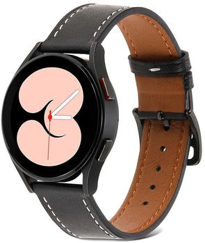 Wigento für Samsung Galaxy Watch 5 40mm / 5 Pro 45mm / 5 44mmenarmband aus glattem Kunstleder Schwarz