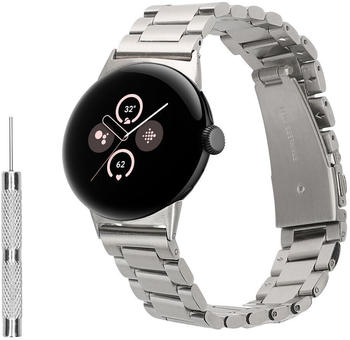 kwmobile Edelstahl Uhrenarmband kompatibel mit Google Pixel Watch 2 / Pixel Watch 1 Ersatz Armband - Ersatzarmband für Smartwatch - 14 - 22 cm Innenmaße - Silber