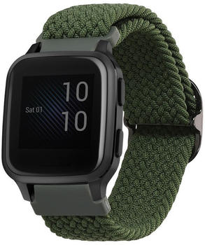 kwmobile Armband kompatibel mit Garmin Venu Sq 2 Music / Sq 2 - Nylon Fitnesstracker Sportarmband Band in Dunkelgrün - Innenmaße von 14 - 22 cm