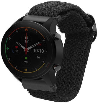 kwmobile Armband kompatibel mit Xiaomi Mi Watch / Mi Watch Color Sport - Nylon Fitnesstracker Sportarmband Band in Schwarz - Innenmaße von 14 - 22 cm