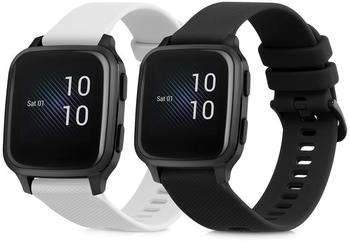 kwmobile 2x Sportarmband kompatibel mit Garmin Venu Sq Music / Sq Armband - Fitnesstracker Band Set aus TPU Silikon in Schwarz Weiß