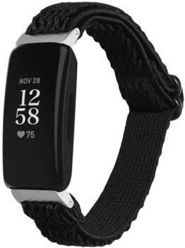 kwmobile Armband kompatibel mit Fitbit Inspire 2 / Inspire HR - Nylon Fitnesstracker Sportarmband Band in Schwarz - Innenmaße von 12 -20 cm
