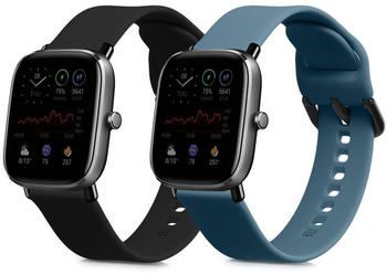 kwmobile 2x Sportarmband kompatibel mit Huami Amazfit GTS 4 Mini / GTS 2 Mini Armband - Fitnesstracker Band Set aus TPU Silikon in Schwarz Blaugrau