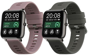 kwmobile 2x Sportarmband kompatibel mit Popglory P66 22mm Armband - Fitnesstracker Band Set aus TPU Silikon in Grau Lavendel