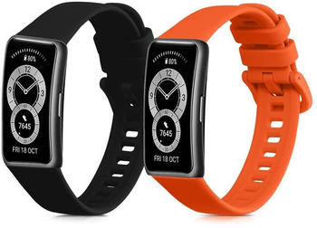 kwmobile 2x Sportarmband kompatibel mit Huawei Band 8 Armband - Fitnesstracker Band Set aus TPU Silikon in Schwarz Orange