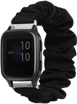 kwmobile Ersatz Armband kompatibel mit Garmin Venu Sq Music / Sq - Smartwatch Scrunchie Haargummi Design Schwarz - Innenmaße 12 - 25,6 cm