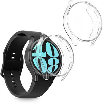 kwmobile 2x Schutzhülle kompatibel mit Samsung Galaxy Watch 6 40mm Hülle - Fullbody Cover Set aus Silikon - Transparent