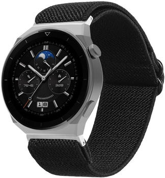 kwmobile Armband kompatibel mit Huawei Watch GT3 46mm / Watch GT3 Pro 46mm - Nylon Fitnesstracker Sportarmband Band in Schwarz - Innenmaße von 14 - 22 cm