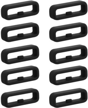 kwmobile 10x Smart Watch Band Halterung für 18mm Smartwatch Strap (Universal) Armbandhalterung - Bandschlaufe für Fitness Tracker und Smart Uhr aus Silikon - Schwarz