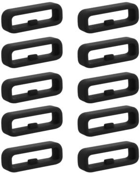 kwmobile 10x Smart Watch Band Halterung für 22mm Smartwatch Strap (Universal) Armbandhalterung - Bandschlaufe für Fitness Tracker und Smart Uhr aus Silikon - Schwarz