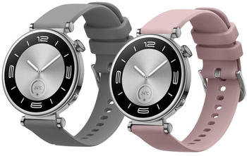 kwmobile 2x Sportarmband kompatibel mit Huawei Watch GT4 41mm Armband - Fitnesstracker Band Set aus TPU Silikon in Grau Lavendel