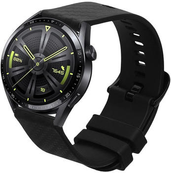 kwmobile Ersatzarmband kompatibel mit Huawei Watch GT3 Pro 46mm / GT3 46mm / GT 42mm 46mm Armband - Fitnesstracker Band aus Silikon - Carbon Print Band für Smartwatch - Schwarz