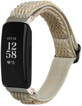 kwmobile Armband kompatibel mit Fitbit Inspire 2 / Inspire HR - Nylon Fitnesstracker Sportarmband Band in Beige - Innenmaße von 12 -20 cm