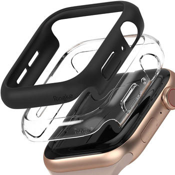 Rearth Ringke Slim Case für Apple Watch SE / SE 2022 / 6 / 5 / 4 40mm 2 Stück, Transparent - Schwarz