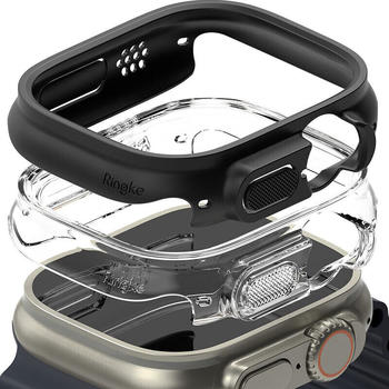 Rearth Ringke Slim Case für Apple Watch Ultra 2/1 49 mm, Transparent - Schwarz