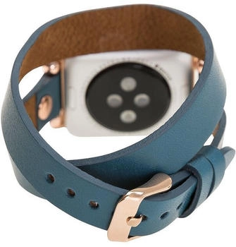 Apple Blau Doppel Fitbit Versa 4 / 3 / Sense / Sense 2 Echt Leder Ersatz Sport Leder Uhren Handgefertigt Geschenk