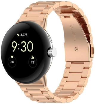 Wigento Google Pixel Watch 3 45mm Three Bead Edelstahl Arm Band Rose Gold