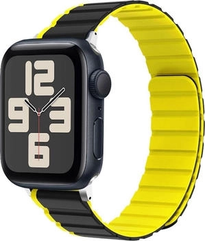 Wigento Apple Watch SE 2023 44mm Magnetisches Design Silikon Armband Gelb