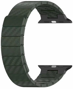 Wigento Apple Watch SE 2023 44mm Carbonfaser Magnetisches Armband Grün