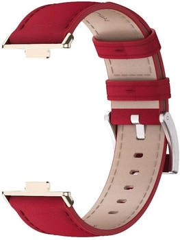 Wigento Huawei Watch Fit 3 Echt Leder Design Watch Arm Band Rot / Gold