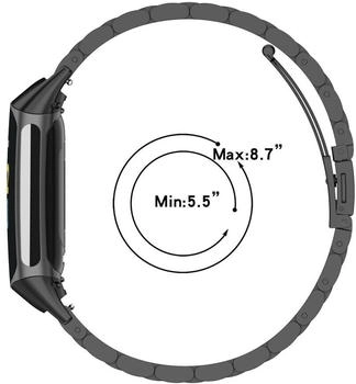 Wigento Fitbit Charge 6 / 5 Style Stahl Ersatz Armband Smart Uhr Schwarz