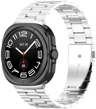 Wigento Samsung Galaxy Watch Ultra 47mm Edelstahl Metall Arm Band Silber