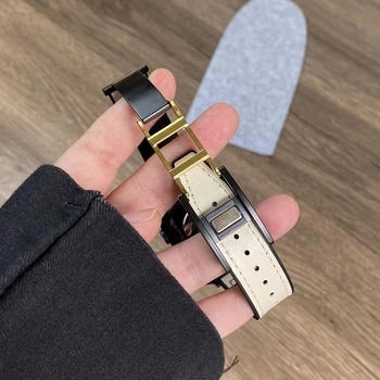 Wigento Apple Watch SE 2023 40mm Kunstleder Magnetschnalle Armband Beige