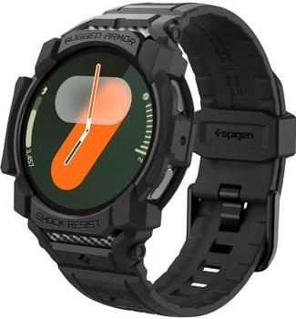 Spigen Rugged Armor Pro Hülle mit Armband Kompatibel mit Samsung Galaxy Watch 7 40mm (2024) - Matt Schwarz