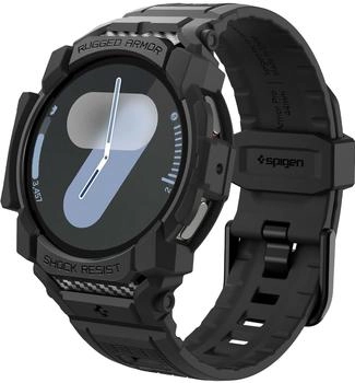 Spigen Rugged Armor Pro Hülle mit Armband Kompatibel mit Samsung Galaxy Watch 7 44mm (2024) - Matt Schwarz