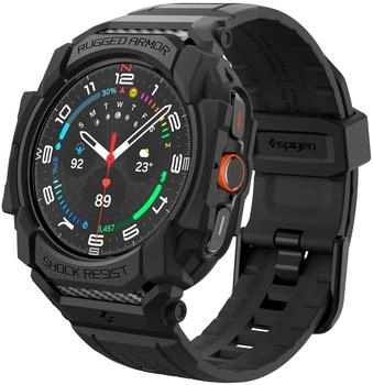 Spigen Rugged Armor Pro Hülle mit Armband Kompatibel mit Samsung Galaxy Watch Ultra 47mm (2024) - Matt Schwarz