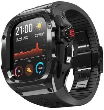 Wigento Für Apple Watch Ultra 2 / 1 49mm Hochwertiges Silikon Arm Band Metall Gehäuse