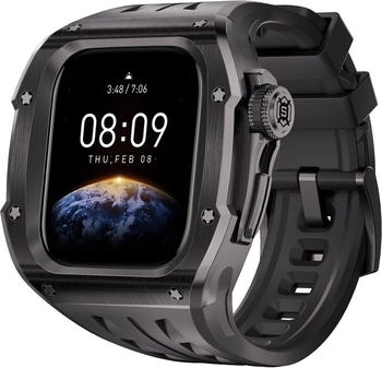 Wigento F&uuml;r Apple Watch Series 10 46mm Hochwertiges Silikon Arm Band mit Metall Geh&auml;use