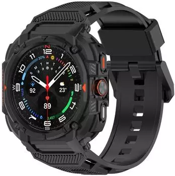 Wigento Für Samsung Galaxy Watch Ultra 47mm TPU Schutzhülle integriertem Armband Schwarz