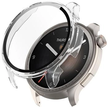 Wigento Für Amazfit Balance Kunststoff Smart Watch Hülle + Schutzglas Cover Transparent