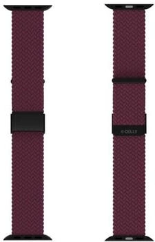 Celly Braided Fabric Strap for Apple Watch 42/44/45mm Bordeaux