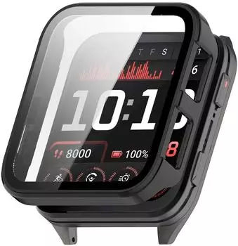 Wigento Für Garmin Venu X1 Kunststoff Smart Watch Schutzhülle + 9H Hart Glas Schwarz