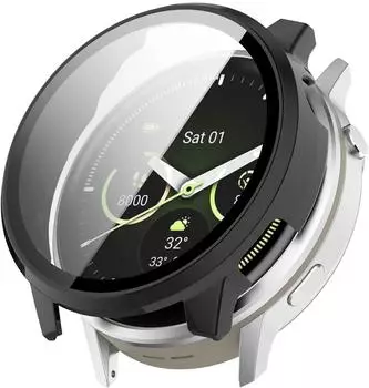 Wigento Für Garmin Venu 4 45mm Kunststoff Design Schutzhülle + 9H Hart Glas Schwarz