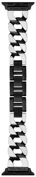 Michael Kors Stainless steel or acetate strap compatible with Apple Watch 38, 40, 41 mm black/white (MKS8073E)
