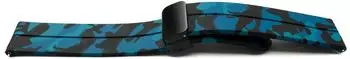 System-S Silicone strap with folding clasp compatible with 20mm watch, blue camouflage