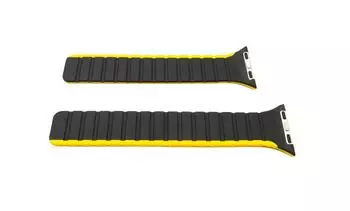 System-S Magnetic silicone strap compatible with Apple Watch 38, 40, 41 mm, black/yellow