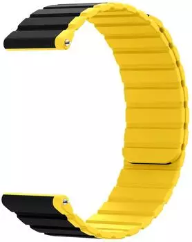 System-S Magnetic silicone strap compatible with Galaxy Watch 4, 5, 22 mm yellow/black