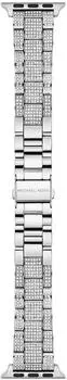 Michael Kors Stainless steel or acetate strap compatible with Apple Watch 38, 40, 41 mm, matte silver (MKS8006)