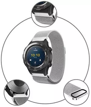 System-S Metal Milanese Strap compatible with Galaxy Watch 4, 20mm grey