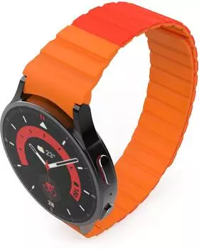 System-S Magnetic silicone strap compatible with Galaxy Watch 4, 5, 20mm red/orange