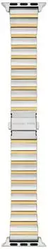 Michael Kors Stainless steel or acetate strap compatible with Apple Watch 38, 40, 41 mm silver/yellow gold (MKS8075E)