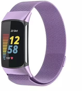 Wigento Smartwatch Armband f&uuml;r Fitbit Charge 6 / 5 Ersatz Stahl / Metall Magnet Uhr