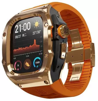 Wigento Smartwatch Armband Metall Geh&auml;use f&uuml;r Apple Watch Ultra 2 / 1 49mm Silikon TPU