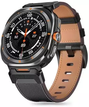 Tech-Protect Delta Pro Lederarmband für Samsung Galaxy Watch Ultra 47mm, schwarz